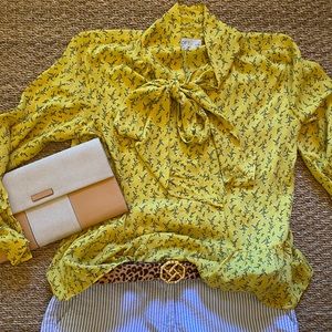 Loft peplum tie neck blouse